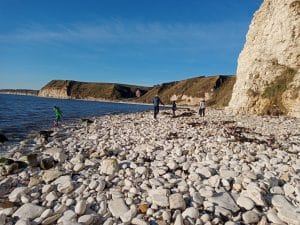 Sunday walk at beach Danes Dyke